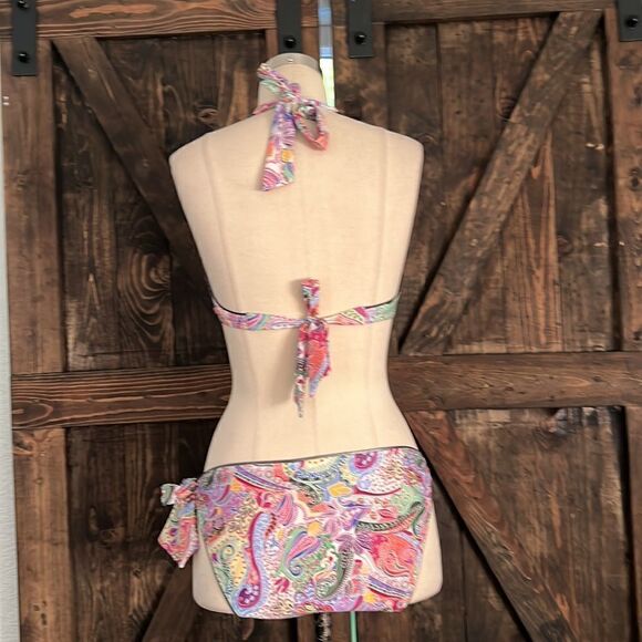 abs allen schwartz paisley halter bikini Set  Sz- Large - Picture 6 of 11